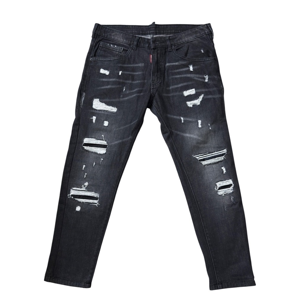 Dsquared2 Classic Kenny Jeans Mens 50 Distressed Black‎ Denim Italy jj20